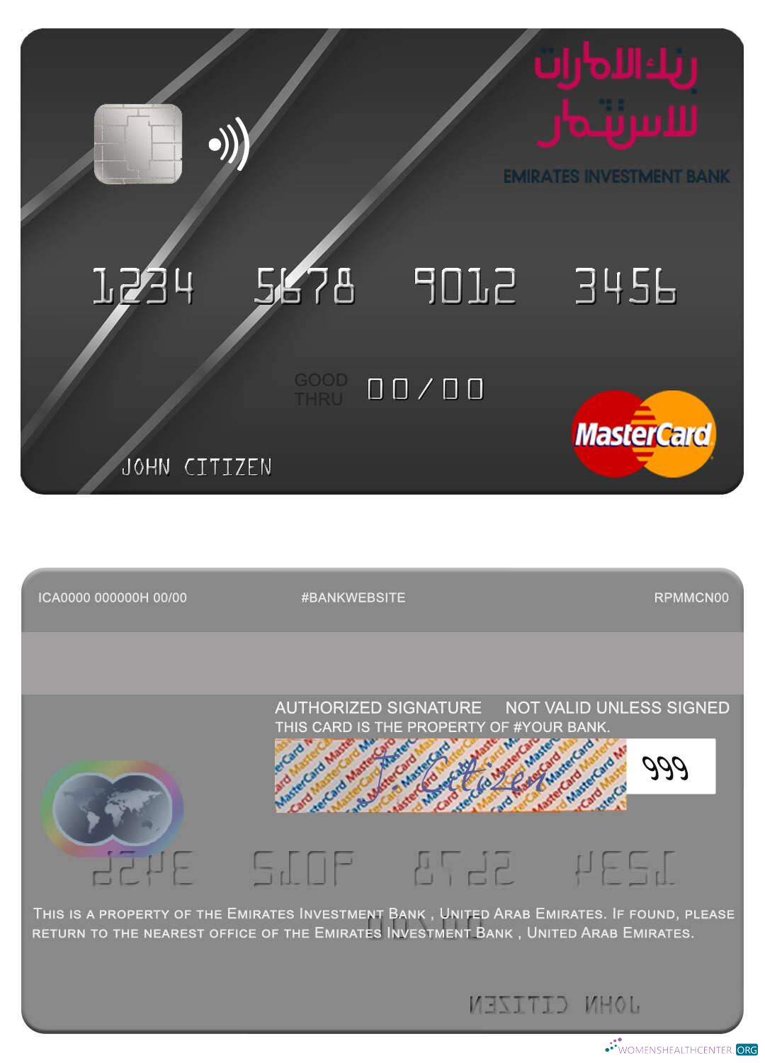 Download United Arab Emirates Emirates Investment Bank mastercard Photoshop template